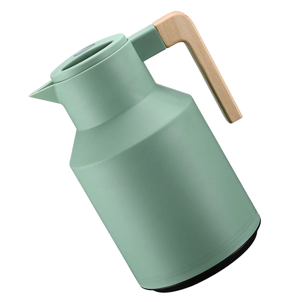 Household Insulated Pot Thermal Carafe with Glass Liner Wooden Handle Portable Hot Water Kettle Long Heat Preservation Washable