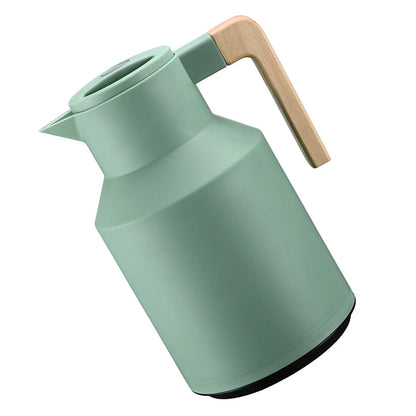 Household Insulated Pot Thermal Carafe with Glass Liner Wooden Handle Portable Hot Water Kettle Long Heat Preservation Washable