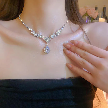 Bridal Jewelry Set, High-End Two-Piece Set, Necklace, Earrings, Wedding Dress, Luxurious and Elegant, Versatile Accessories