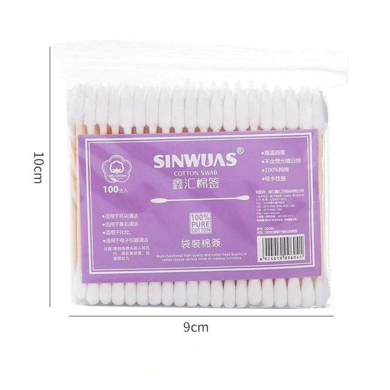 New in 100pcs Bamboo Baby Cotton Swab Cleaning of Ears Tampons Health Beauty Cotton Swab Ear Cleaning Sticks Makeup Disposable