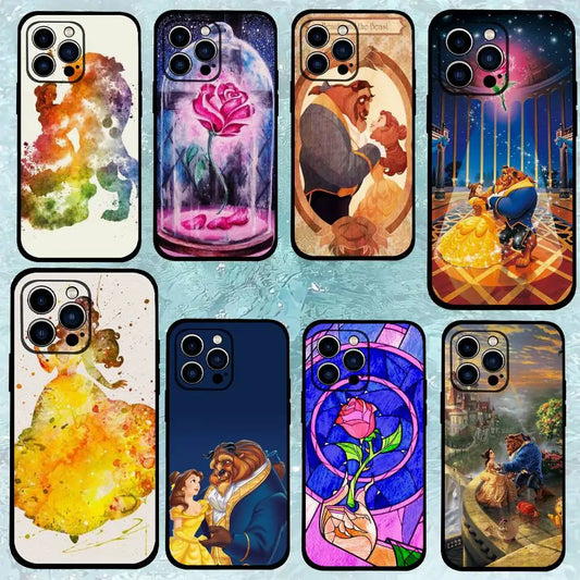 Beauties Beasts Rose Princess Art Print Phone Case For IPhone 1716 15 14 13 Pro Max 11 12 Mini X Xs XR Black Silicone Cover