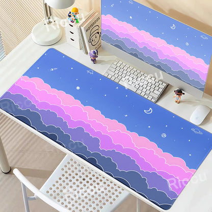 Skyscape Large Mouse Pad Pastel Purple Clouds Minimalist Mousepad Gamer Laptop Deskpad Office Accessory Desk Mat Cabinet Setup