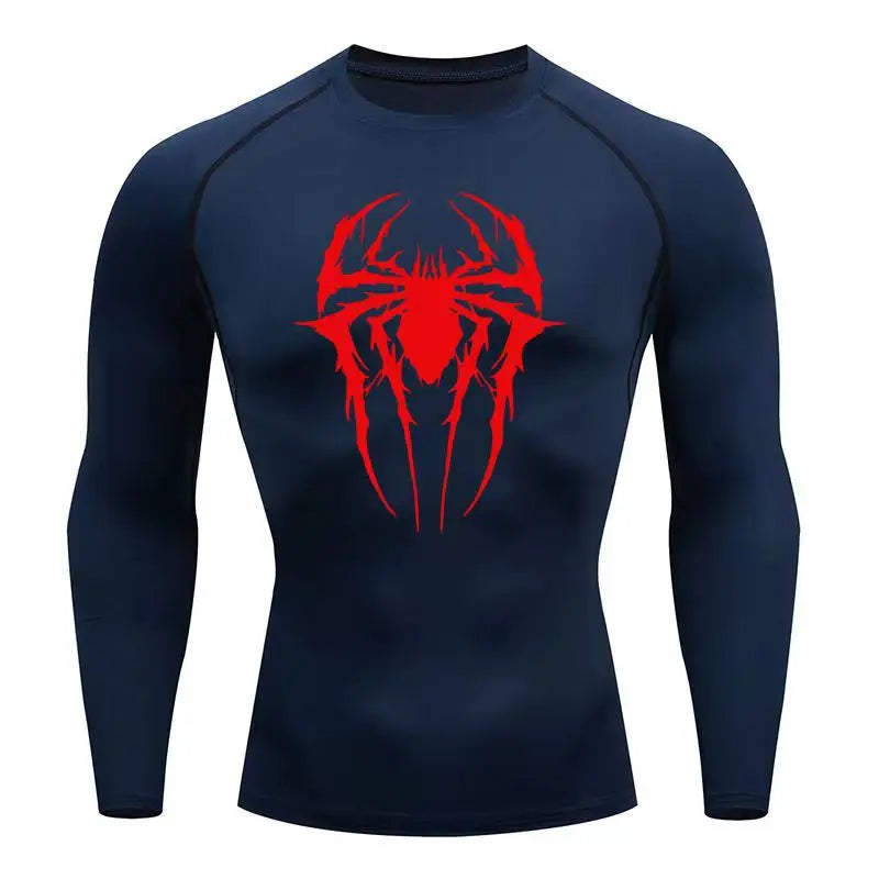 Casual Anime Print Running Compression T-Shirt Men Quick-Drying Fitness Sportswear Gym Sports Long Sleeve Breathable Top S-3XL