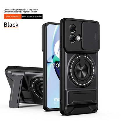 Armor Case For Motorola Edge 50 Fusion Case Shockproof Slide Lens Protector Phone Cover For Moto Edge 50 Fusion Case With Ring