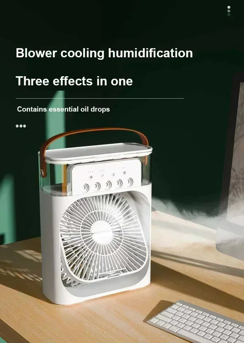 Home - Friendly Portable Fan Air Conditioner: 3 - in - 1 Design with Humidifier USB Electric LED Night Light