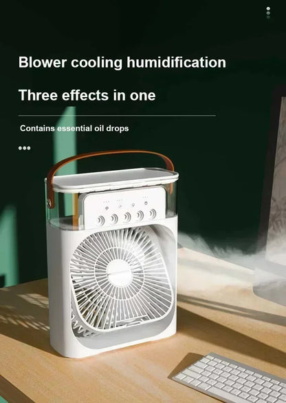 Home - Friendly Portable Fan Air Conditioner: 3 - in - 1 Design with Humidifier USB Electric LED Night Light