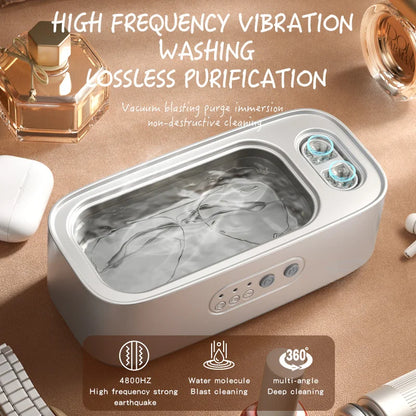 Pink Upgrade Ultrasonic Cleaner 48Khz High Frequency Jewelry Glasses Contact Lens Cleaning Machine - Home Health Care