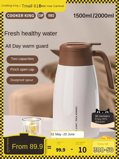 COOKER KING Thermal Pot Household Large Capacity Heat Preservation Bottle Glass Liner Thermal Insulation Kettle Hot Water Bottle