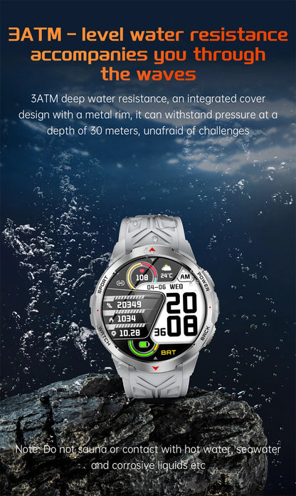 2026 New Smart Watch Men with Flashlight Sports 3ATM Waterproof 1100 mAh Large battery BT Call  Man for Android iOS Smartwatch