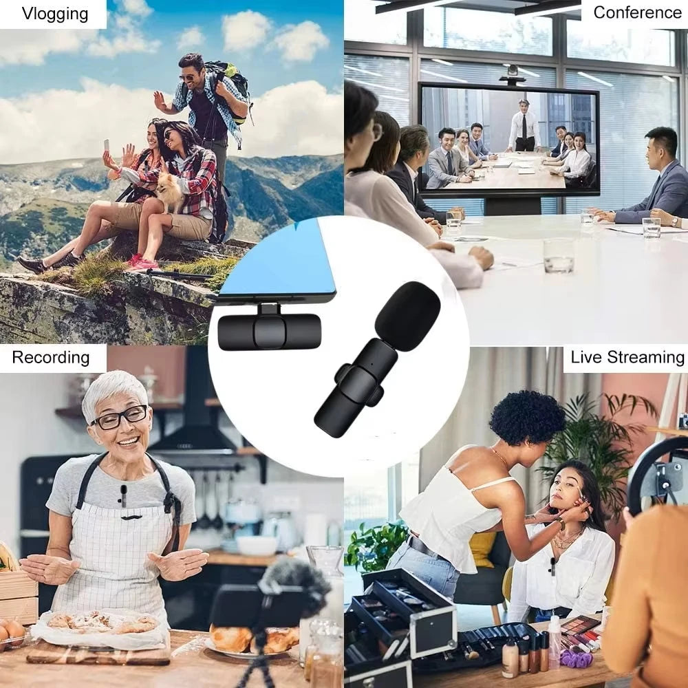 Mini Portable Wireless Lavalier Microphone for Live Broadcast Gaming Audio Video Recording iPhone Android