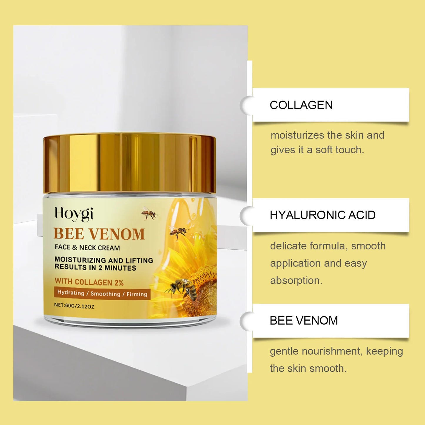 Bee Venom Firming Cream Reduce Fine Line Lifting Face Moisturizer Tightened Skin Smoothing Anti-Aging Firming Neck Lotion
