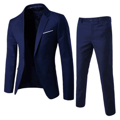Business Casual Men's Two-Piece Suit Set Wedding Groomsmen Pure Color Formal Wear Spring Summer Autumn Winter New Arrival