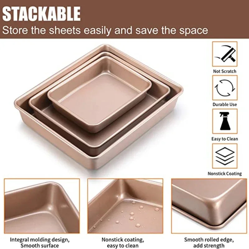 Oven Specific Carbon Steel Baking Tray Rectangular Non Stick Baking Dish Household Flat Bottomed Tray Cake Roll Steamed CakeTray
