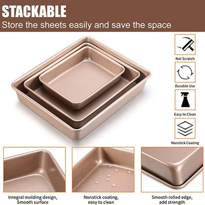 Oven Specific Carbon Steel Baking Tray Rectangular Non Stick Baking Dish Household Flat Bottomed Tray Cake Roll Steamed CakeTray