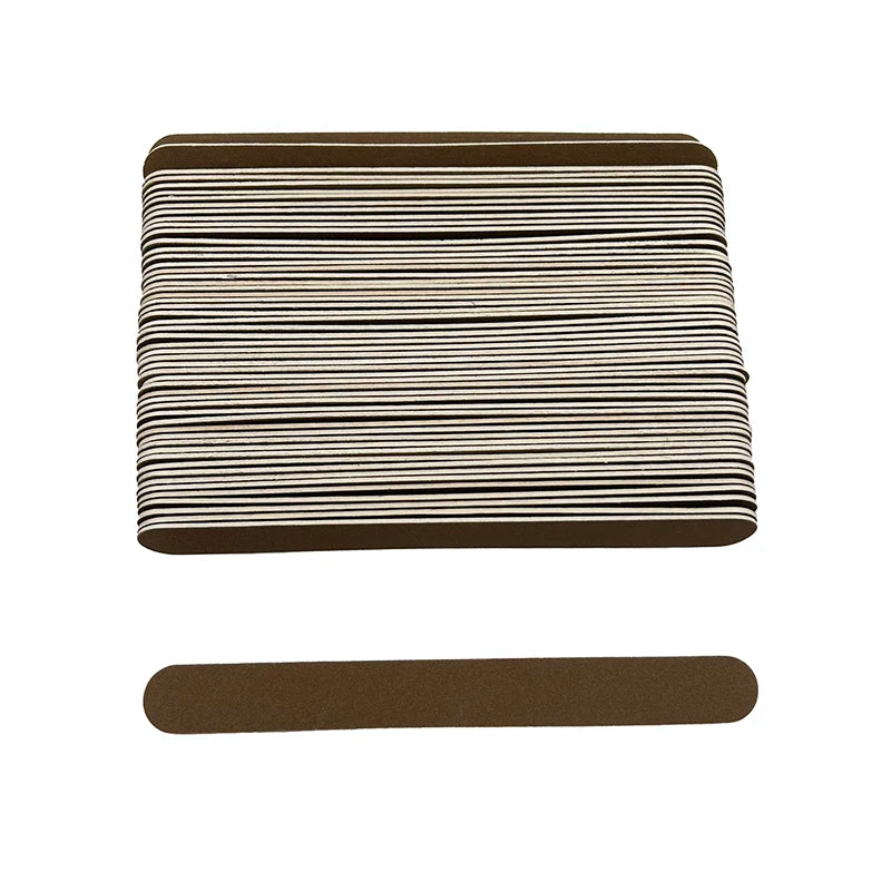 100PCS New Wood Nail Files Sandpaper Buffers Straight 18x2cm Disposable File Cuticle Remover Callus UV Gel Nail Care Tool