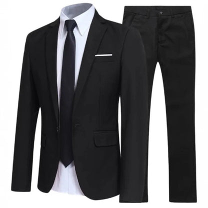 Business Casual Men's Two-Piece Suit Set Wedding Groomsmen Pure Color Formal Wear Spring Summer Autumn Winter New Arrival