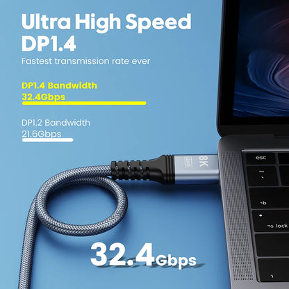 Vothoon Displayport 1.4 Cable 8K 60Hz Mini DP to DP Cable 4K Ultra HD Video Audio Cable for Laptop TV Xbox Projector Monitor