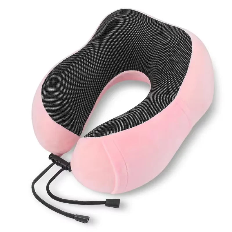 New Memory Cotton U-shaped Neck Pillow Massage Function Soft Travel Companion Suitable for Airplane Car and Neck Support