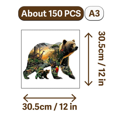 Bear and Animal World Theme Wooden Jigsaw Puzzle Wood Home Decor Painting Christmas and Halloween Gift Toy for Teen and Kid