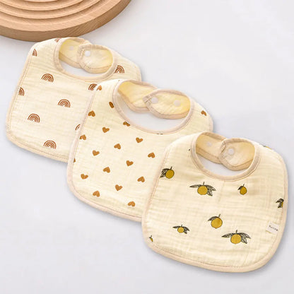 3 Pieces of A-class Pure Cotton Gauze Breathable Baby Pacifier Summer Soft Petal Baby Printed Saliva Drool Towel