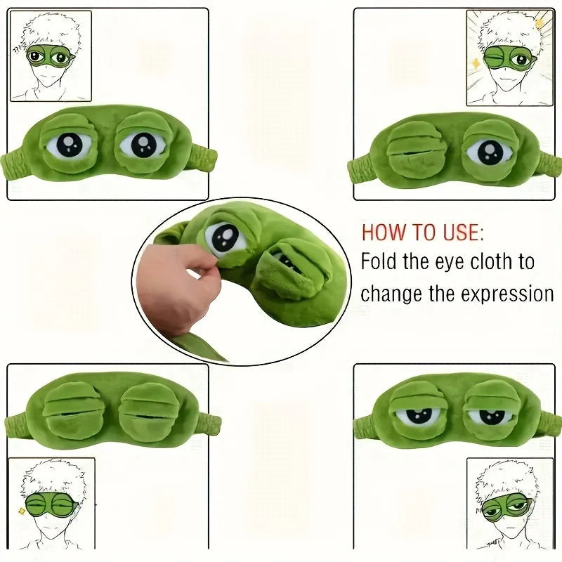 1pc Cute frog sleep eye mask for eye protection during lunch break Power outage. Soft and comfortable eye mask