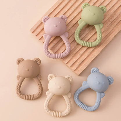 Color Kids 1PCS Silicone Baby Teether Toy BPA Free Chewing Ring Rattle Safe Teething Infant Soothing Gums Baby Shower Gift