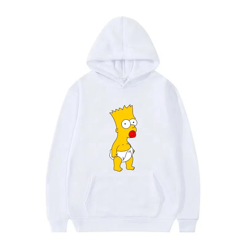 Disney The Simpsons Funny Pattern Casual Hooded Tops Men Woman Loose Comfortable Winter Black Sports Pullovers Fashion Clothing