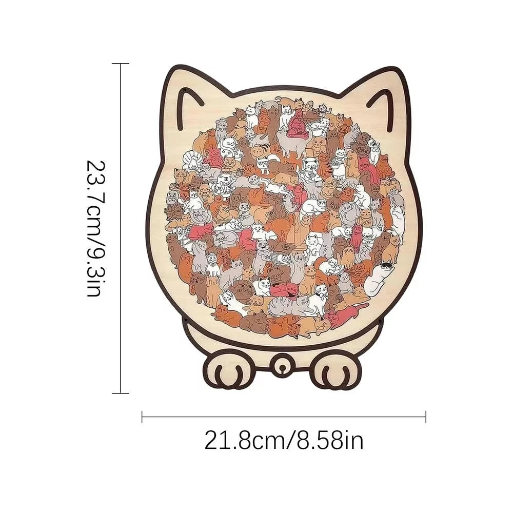 135pcs Cat Shaped Wooden Puzzle montessori Children toys Unique Cat Shape Jigsaw Puzzle Children's Birthday Gift & Home Decor