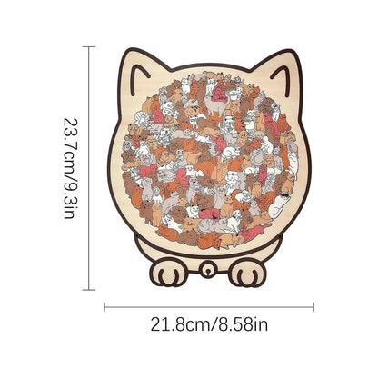 135pcs Cat Shaped Wooden Puzzle montessori Children toys Unique Cat Shape Jigsaw Puzzle Children's Birthday Gift & Home Decor