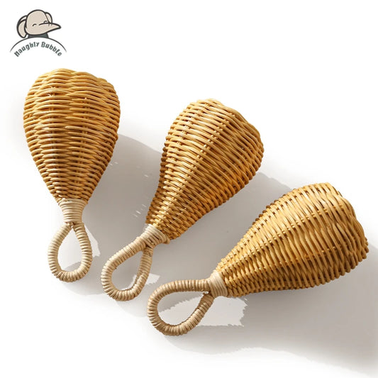 Handmade Rattan Rattles Educational Toys for Kids Crib Mobile Hand Bell Baby Accessories Infant Sensory Toy Baby Teether GIfts