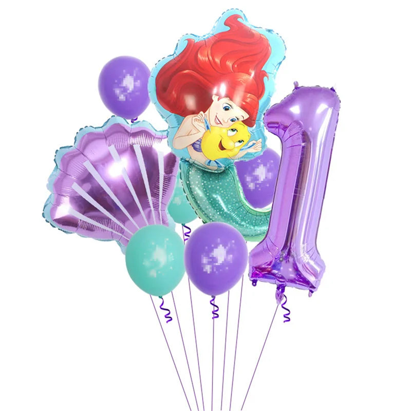 The Little Mermaid Birthday Party Decoration Princess Ariel Paper Napkin Plate Cup Tablecloth Balloons Kids Baby Shower Supplies