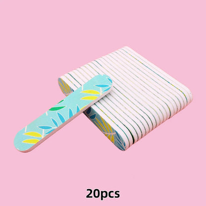 20pcs 9cm Cartoon Printed Emery Board Nail Files Beauty Assorted Cute Patterns Double Sided Manicure Pedicure Tools Nail Care