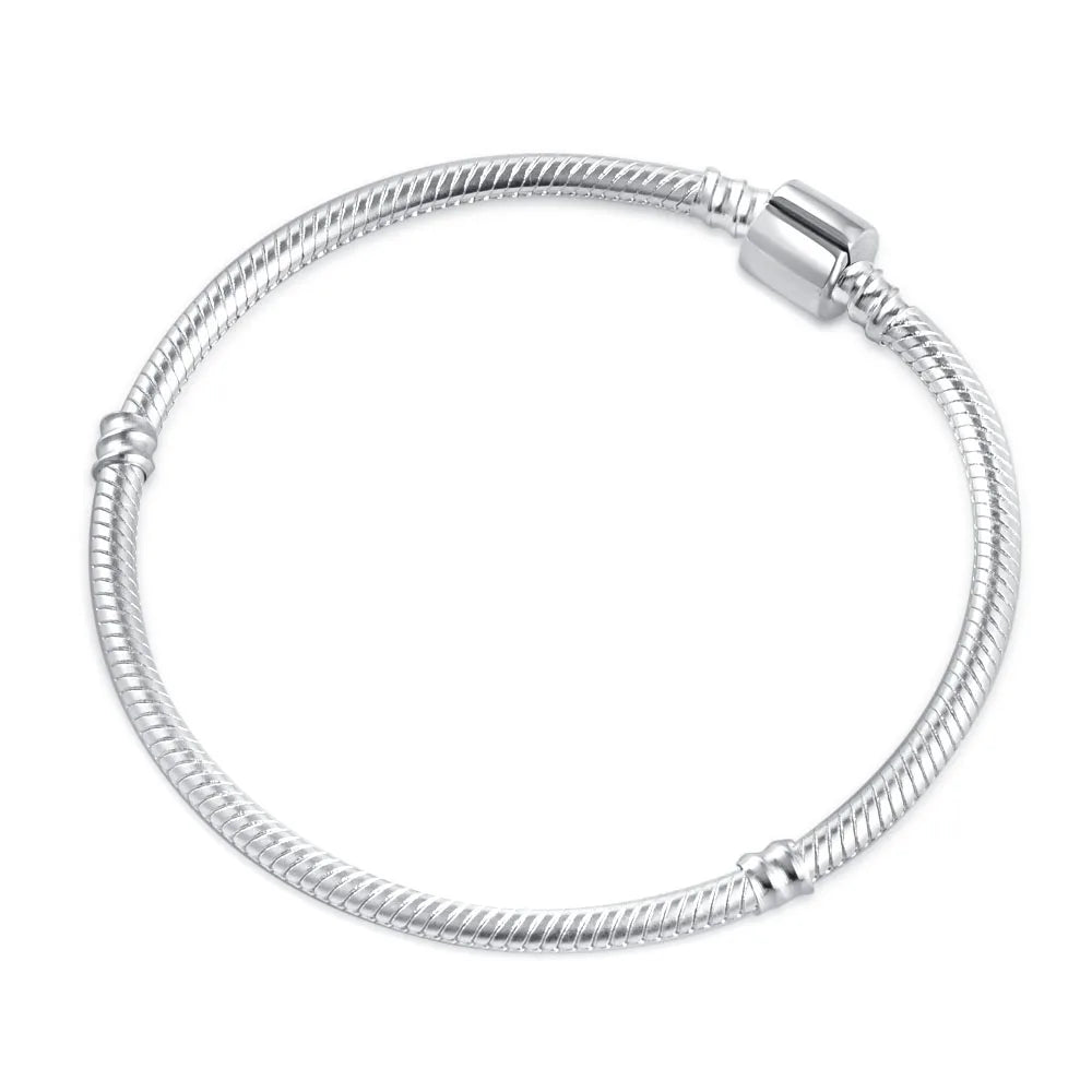 2025 New Disney Mickey Mouse Spider Man Heart Clip Original 925 Silver Plated Bracelet Love Buckle Bead Decoration DIY Women's