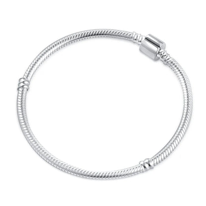 2025 New Disney Mickey Mouse Spider Man Heart Clip Original 925 Silver Plated Bracelet Love Buckle Bead Decoration DIY Women's