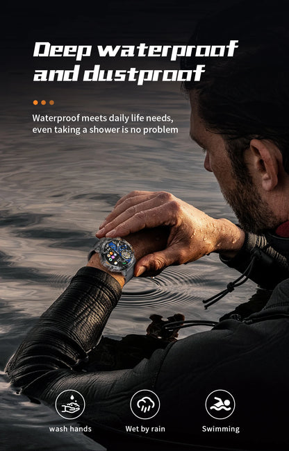 2025 Smart Watch Men 360*360 AMOLED HD Screen Waterproof Sports Fitness Watches Flashlight New Men Smartwatch For Andrio IOS