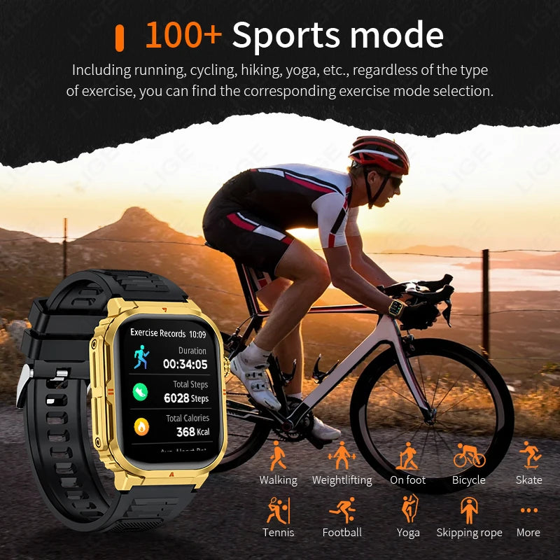 New Smart Watch For Men Women 2.01inch Large Screen Bluetooth Call LED Flashlight Sports Fitness Bracelet Waterproof Smartwatch
