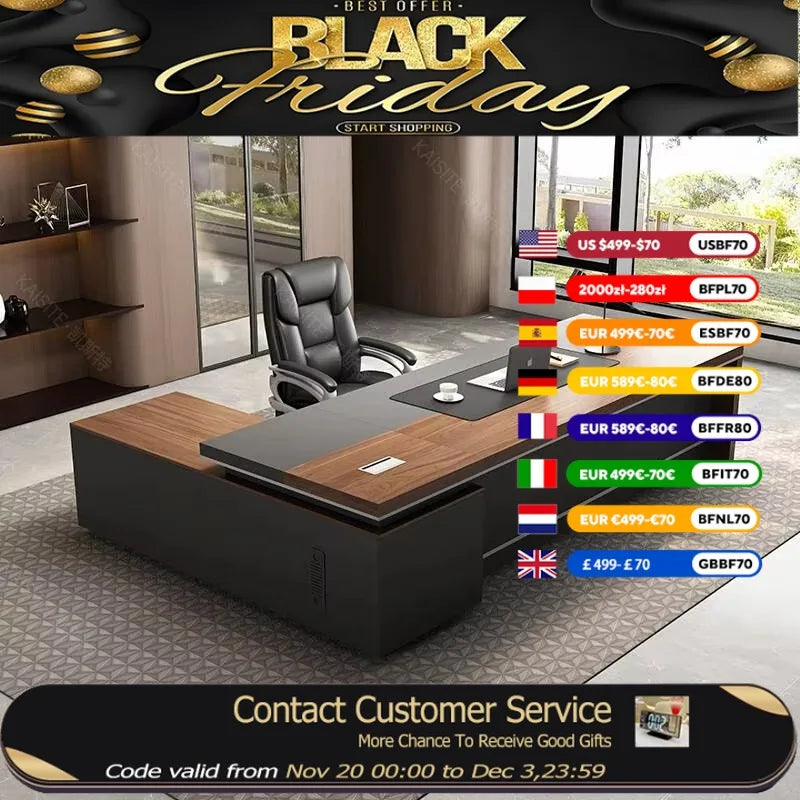 Large Luxury Wood Office Desk Organizer Drawers Executive Conference Computer Desk Reception Wooden Escritorio Oficina Furniture