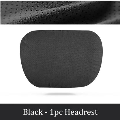 Breathable Suede Car Seat Headrest and Lumbar Pillow Adjustable Height Premium Fabric for Comfort and Stress Relief