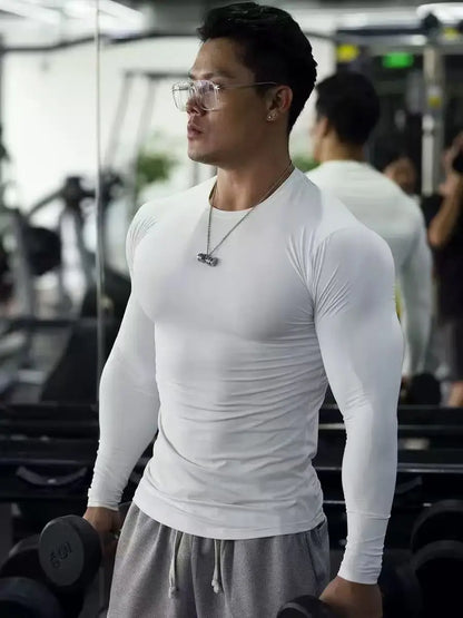 Compression Shirts Men's Rashguard Quick Dry Gym Fitness Shirts Spring Beach Surfing Athletic Sport Running Workout Tops Tees