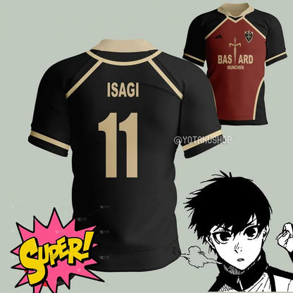 2026 Anime Blue Lock BASTARD 10 KAISER Jersey Mens Sports Tee Fashion Harajuku Manga Short Sleeve Loose Football Jersey Y2k Tops