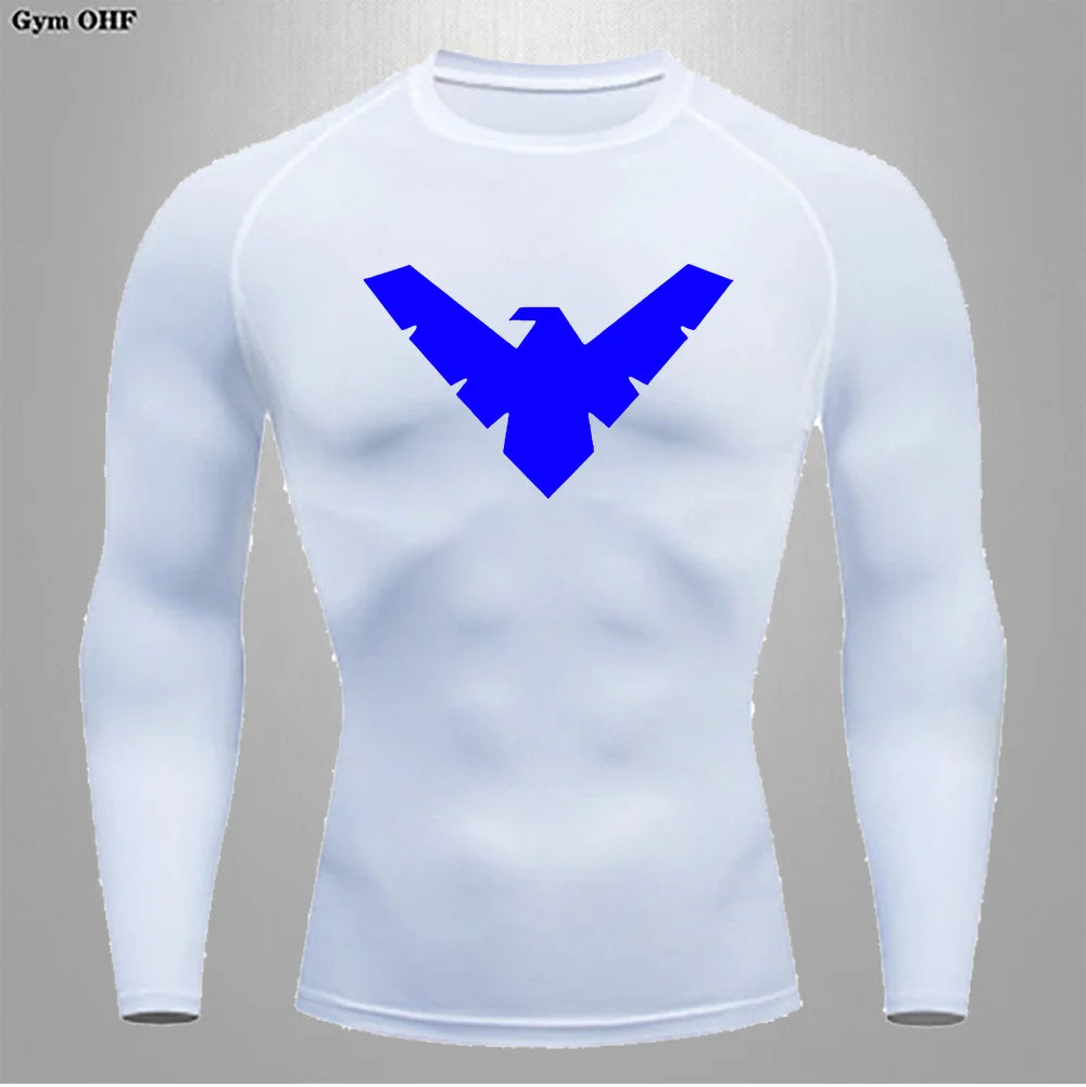 Compression Nightwing Print Tops For Men T Shirt Rashguard Jiu Jitsu Gym Fitness Running Train   ing Shirts Jersey Short Sleeved