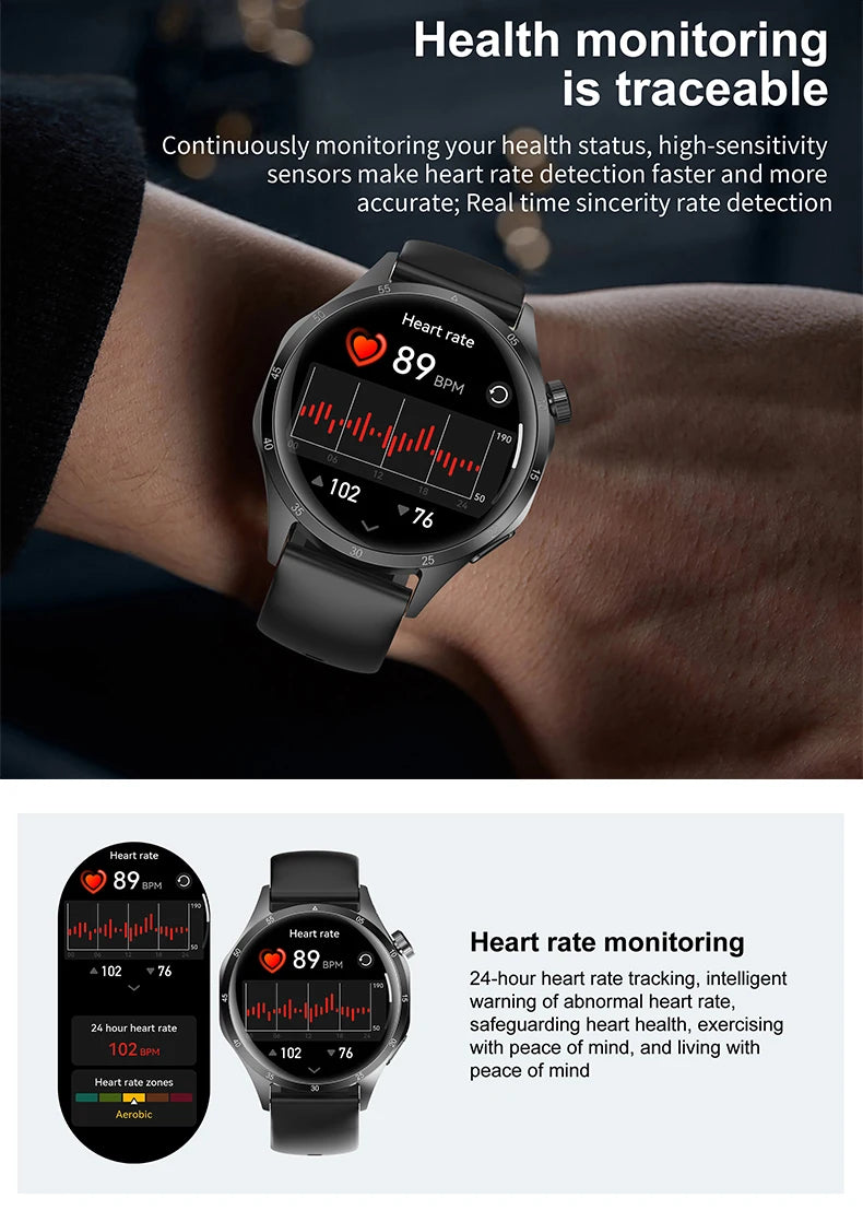 2025New Smart Watch Men Full Circle HD Screen Wireless Call Smartwatch Call Reminder GPS Sports Track Bracelet Music Clock+ Gift