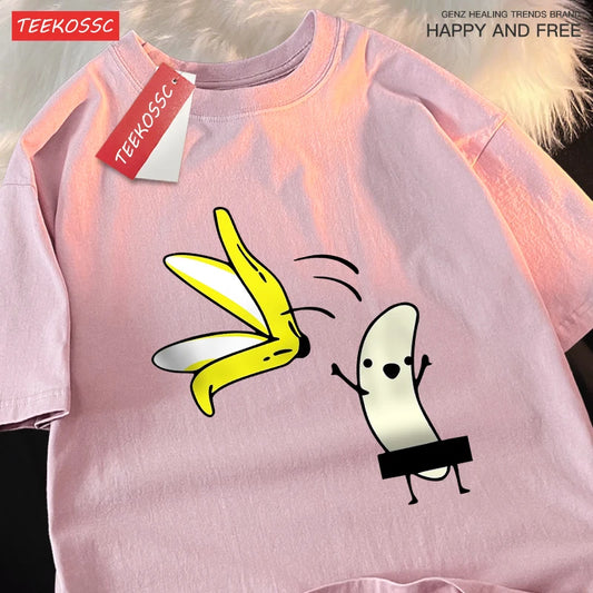 Remove Banana Peels Men Women T-Shirts Oversized Tshirt Cotton Summer Short Sleeve Street Loose Oversize Tee Clothes Couple