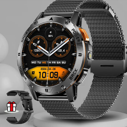 2025  Smart Watch Wireless Calling Weather Forecast Magnetic Charging Waterproof LED Flashlight Men smartwatch For Android IOS