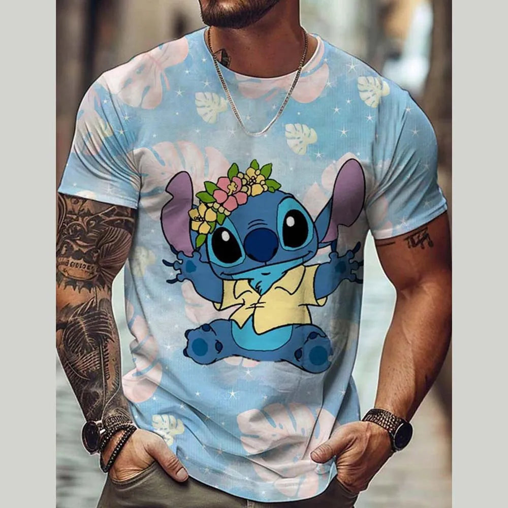 Disney Lilo Stitch 3D Printed T-shirts for Men and Women O-neck Short Sleeve Casual T-shirts Boys Girls Street Fashion Summer