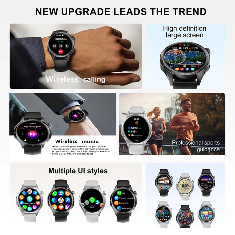 2025New Smart Watch Men Full Circle HD Screen Wireless Call Smartwatch Call Reminder GPS Sports Track Bracelet Music Clock+ Gift