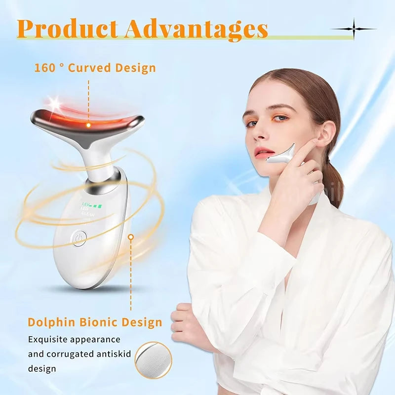 7 Colors LED Lights Face Neck Beauty Device Vibration Massage Improve Neck Lines Face Lifting Machine for Wrinkles, Double Chin2