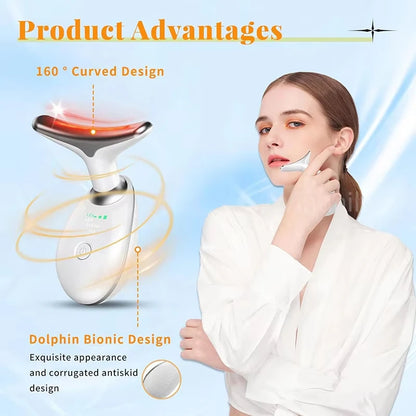 7 Colors LED Lights Face Neck Beauty Device Vibration Massage Improve Neck Lines Face Lifting Machine for Wrinkles, Double Chin2