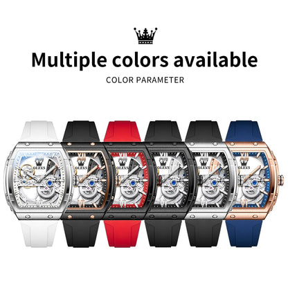 OLEVS 6779 Automatic Men Watch Skeleton 50mm Large Dial Waterproof Silicone Strap Mechanical Watch for Men
