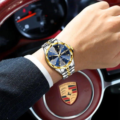 POEDAGAR Luxury Fashion Man Clock Top Business Waterproof Luminous Date Week Men's Watches Quartz Stainless Steel Men Wristwatch